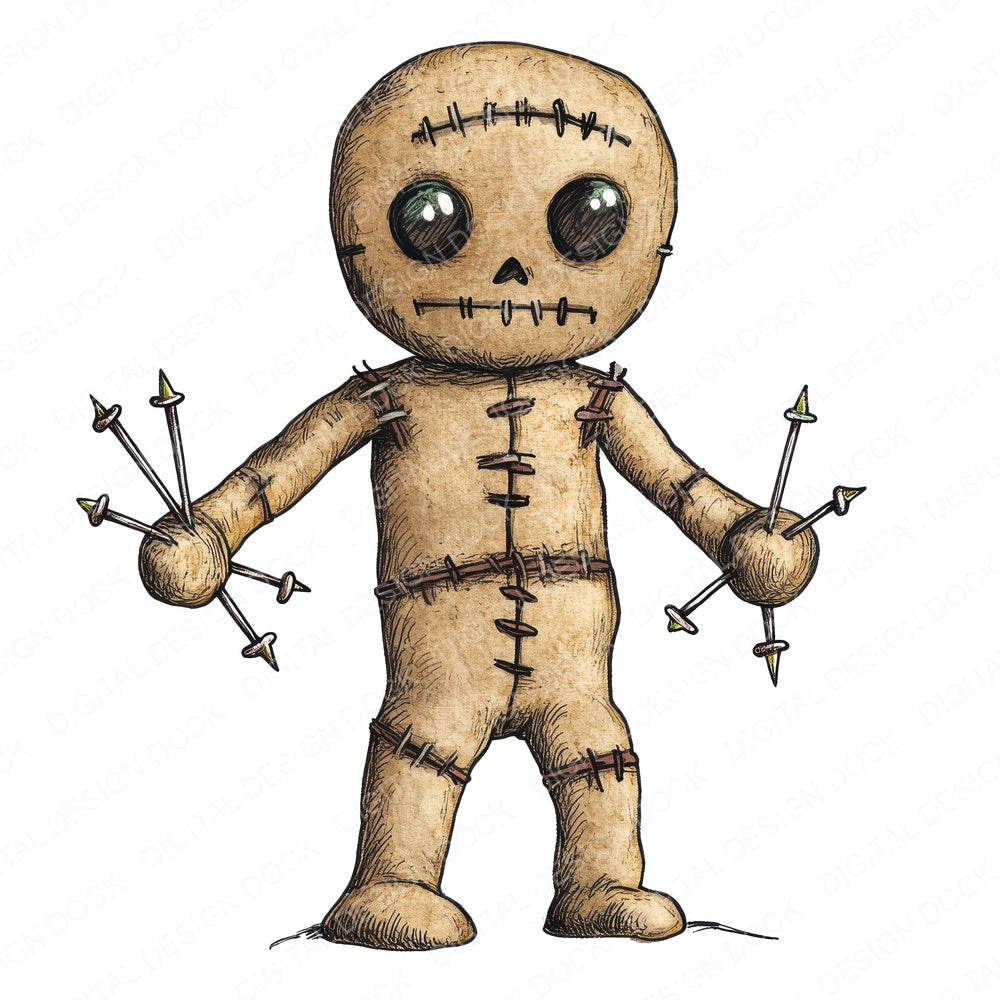 Voodoo Doll fussy cut sheet in A4 format showing all 12 designs on one printable page