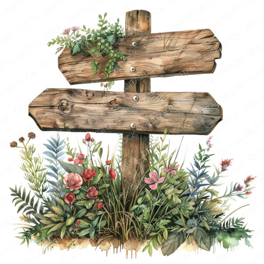 Walking Path Sign fussy cut sheet in US Letter format showing all 12 designs on one printable page
