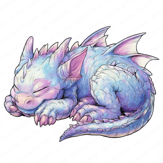 Watercolour Baby Dragon A fussy cut sheet in US Letter format showing all 12 designs on one printable page