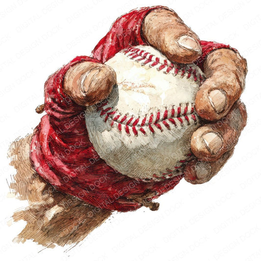 Watercolour Baseball Pitch Clipart Set (DDD006976)