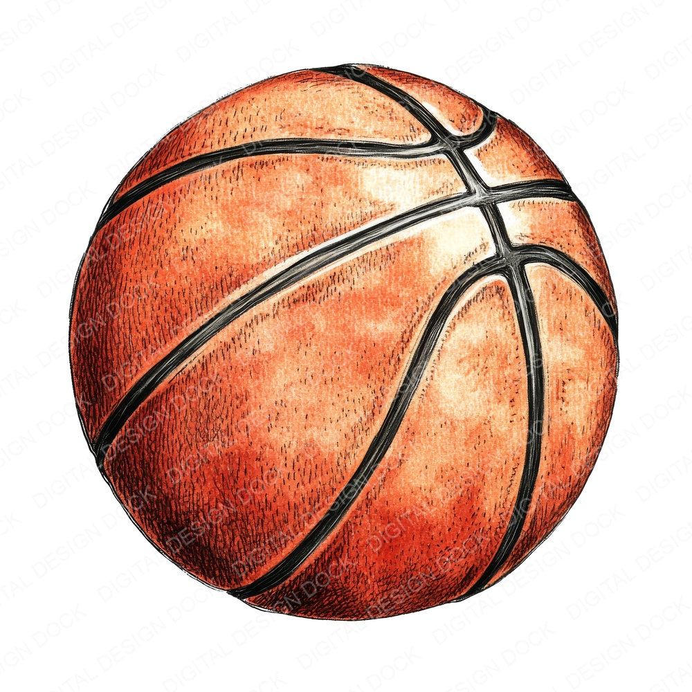 Watercolour Basketball fussy cut sheet in A4 format showing all 12 designs on one printable page