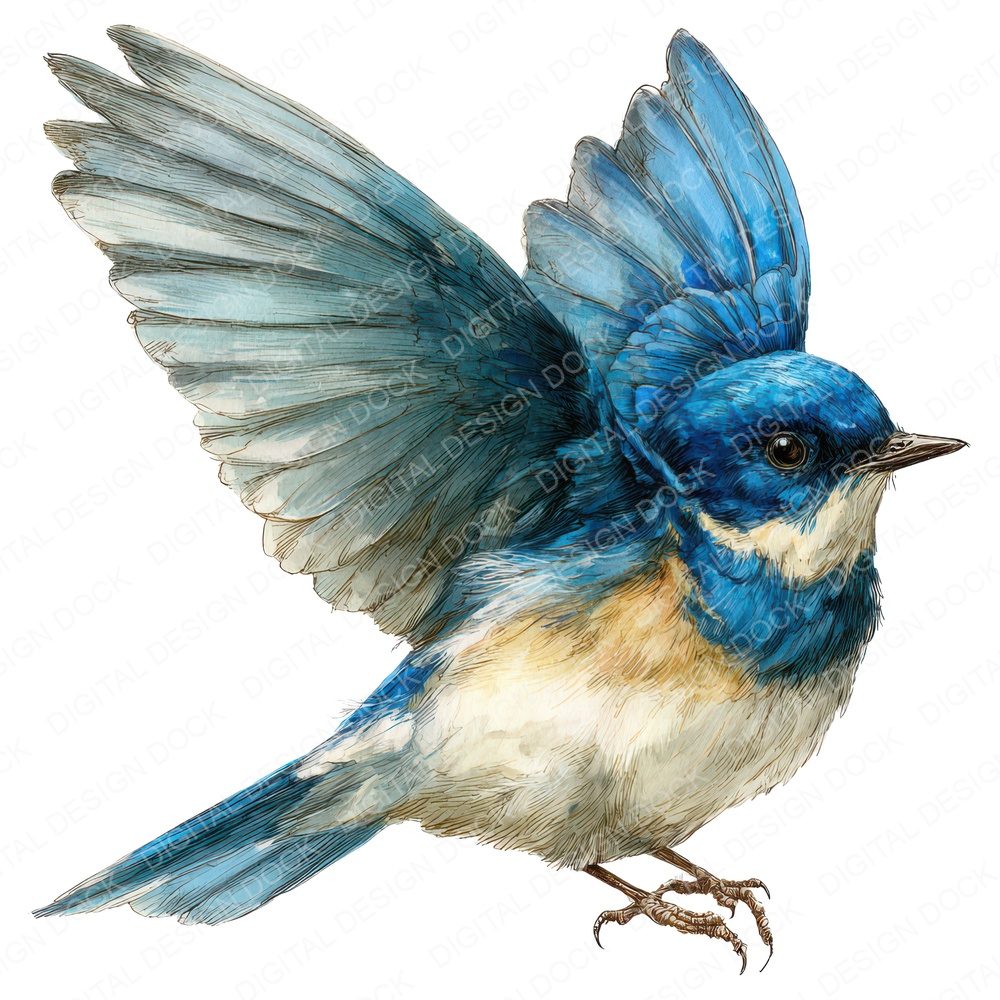 Watercolour Bluebird Clipart Set (DDD006990)