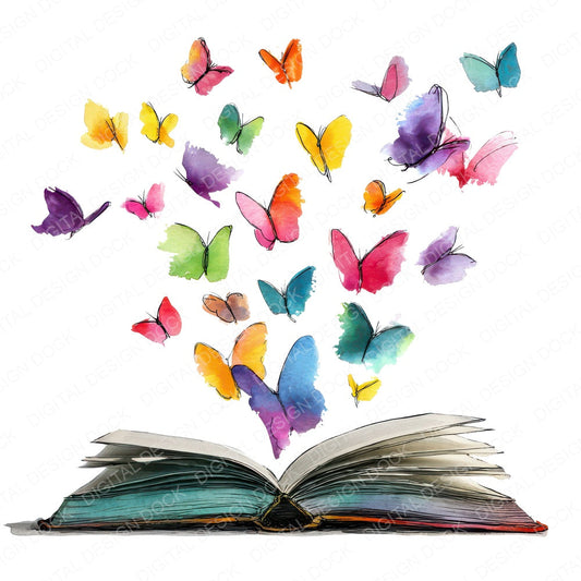 Watercolour Book with Butterflies fussy cut sheet in A4 format showing all 12 designs on one printable page