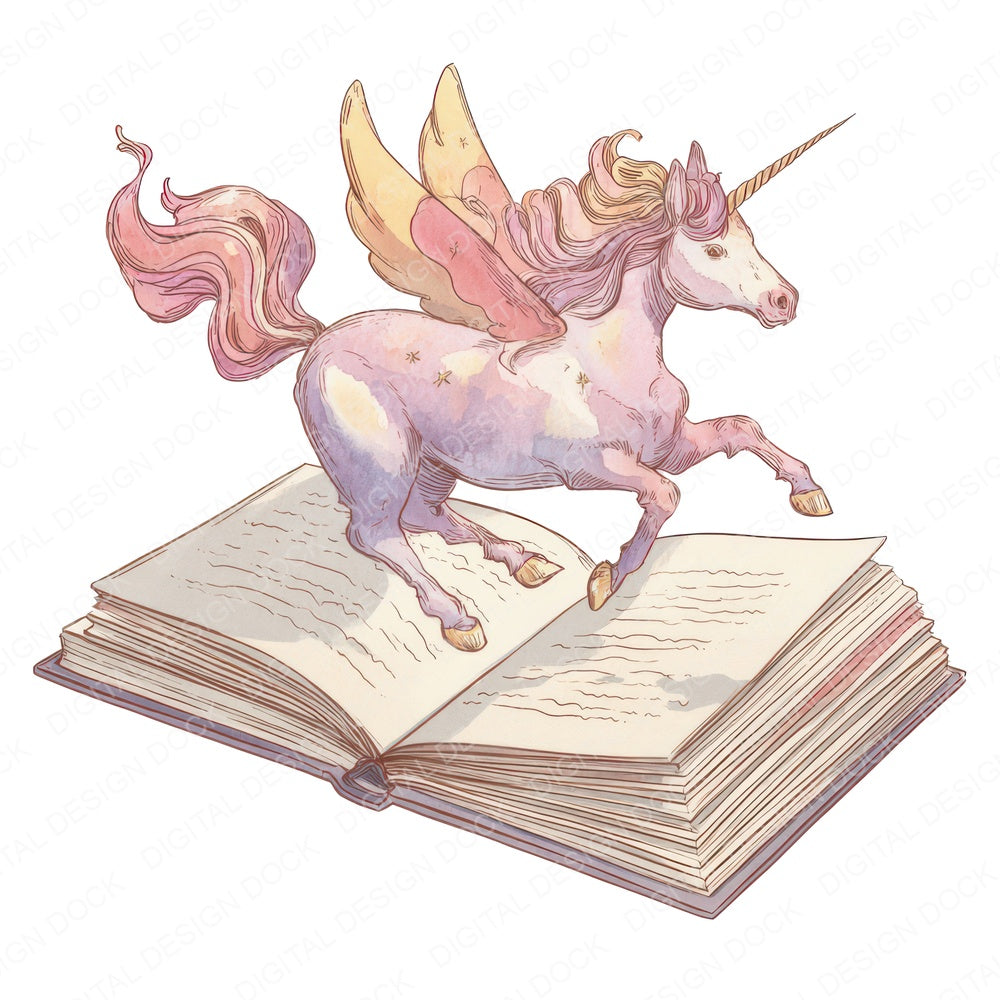 Watercolour Book with Unicorn fussy cut sheet in A4 format showing all 12 designs on one printable page