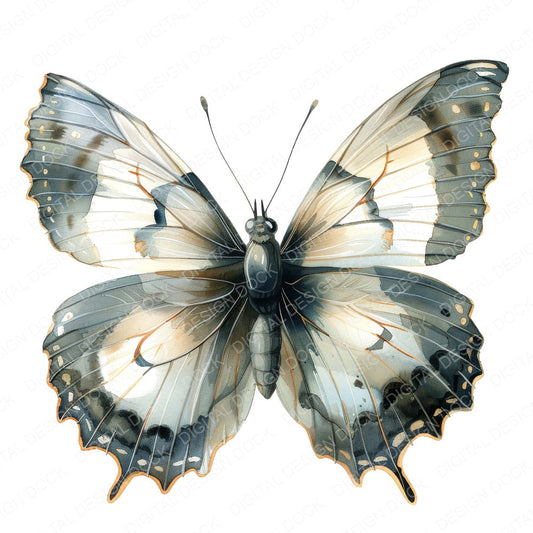 Watercolour Butterfly Glasswing fussy cut sheet in A4 format showing all 12 designs on one printable page