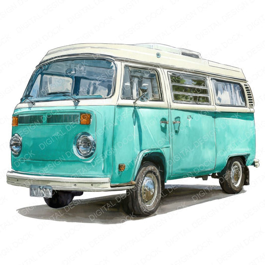 Watercolour Camper Van Clipart Set (DDD007024)