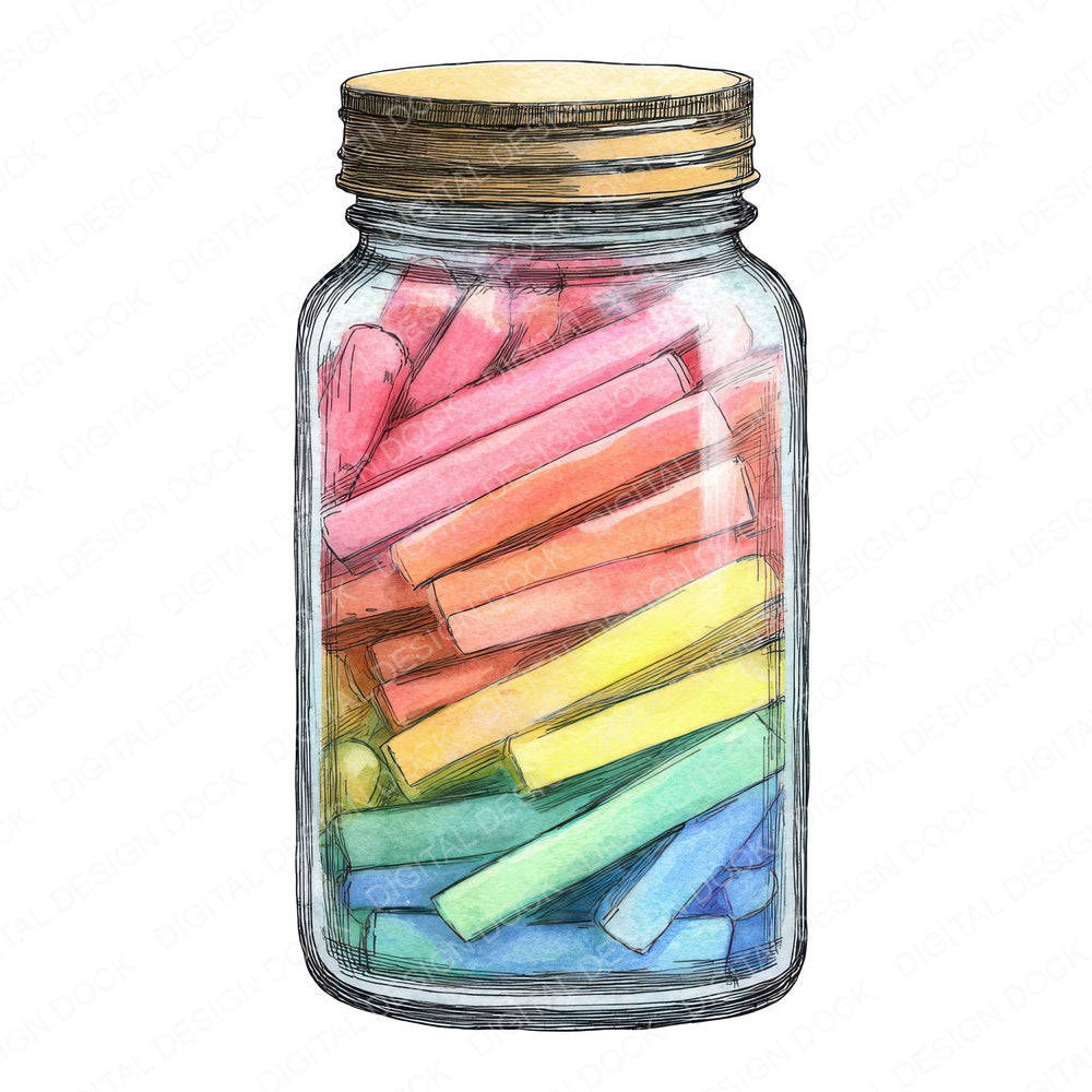 Watercolour Candy Jar fussy cut sheet in A4 format showing all 12 designs on one printable page