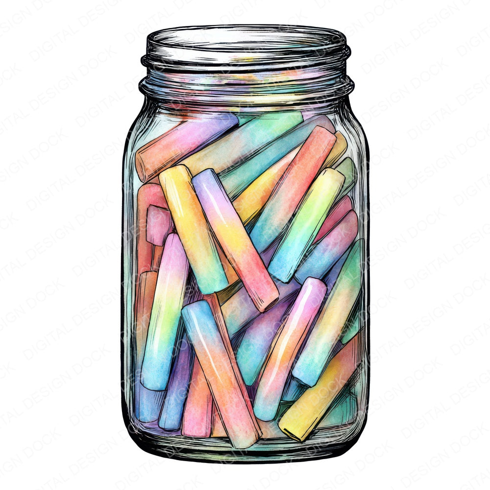 Watercolour Candy Jar fussy cut sheet in US Letter format showing all 12 designs on one printable page