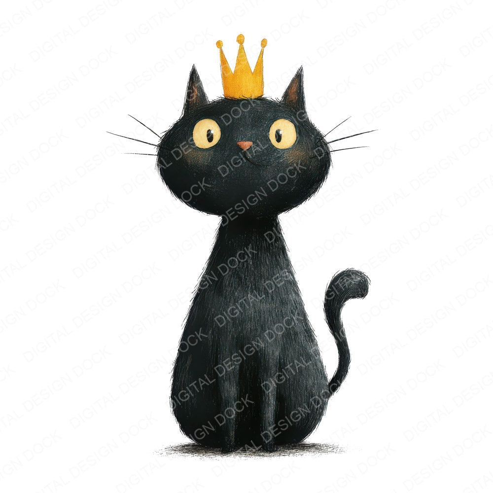 Watercolour Cat Crown fussy cut sheet in A4 format showing all 12 designs on one printable page