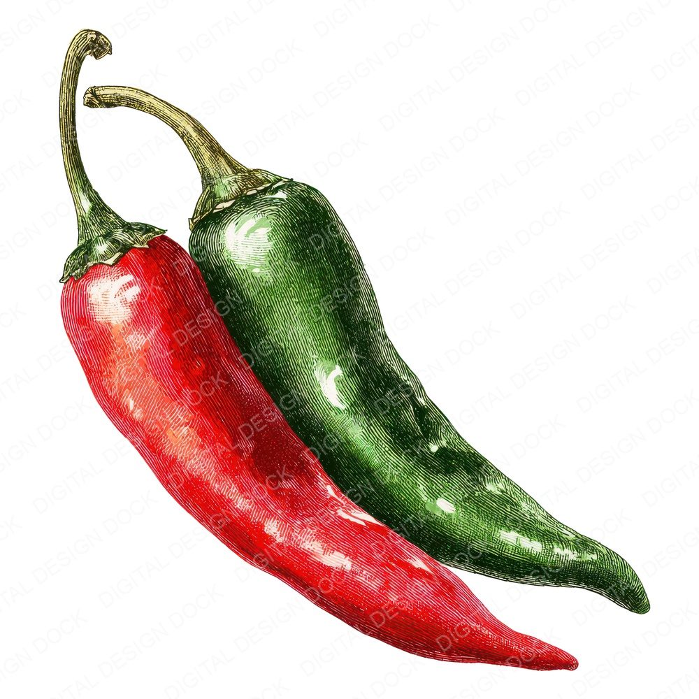 Watercolour Chili Peppers Clipart Set (DDD007037)