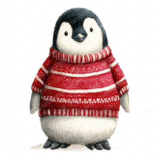 Watercolour Christmas Penguin Jumper Clipart Set (DDD007054)