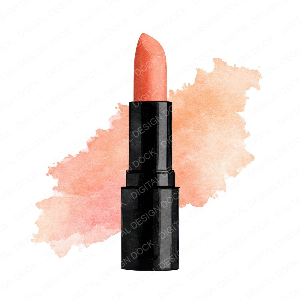 Watercolour Coral Lipstick Clipart Set (DDD007068)