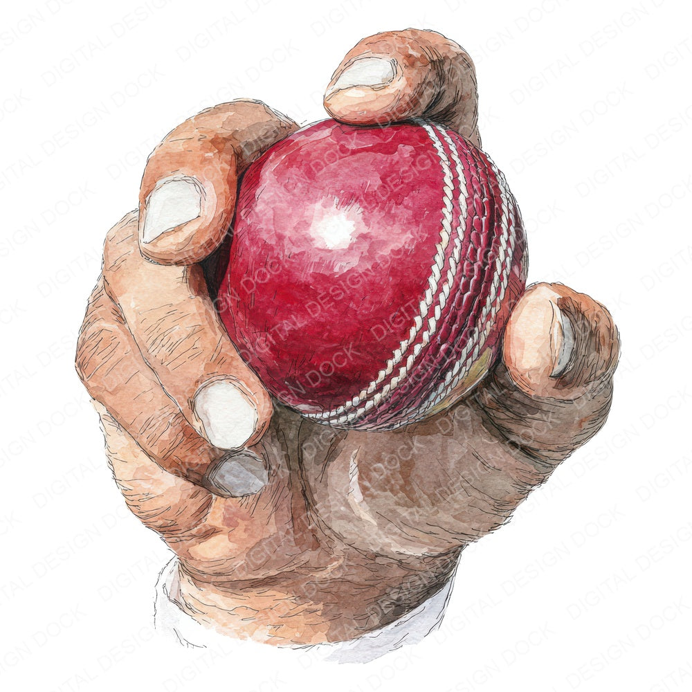 Watercolour Cricket Bowl fussy cut sheet in A4 format showing all 12 designs on one printable page