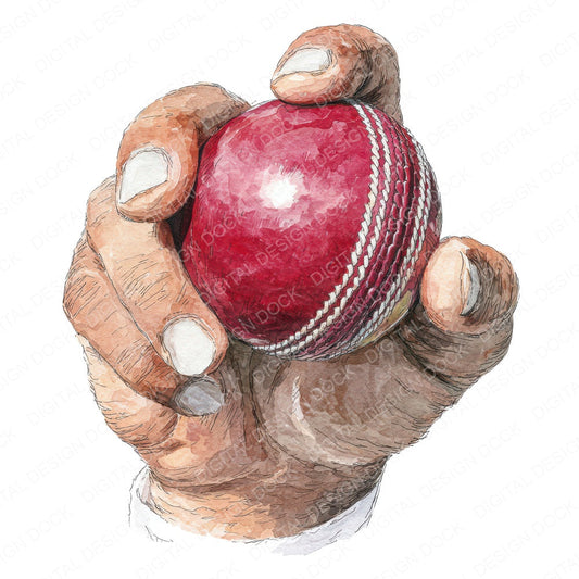 Watercolour Cricket Bowl fussy cut sheet in A4 format showing all 12 designs on one printable page