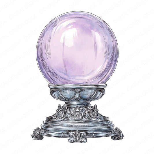 Watercolour Crystal Ball fussy cut sheet in A4 format showing all 12 designs on one printable page