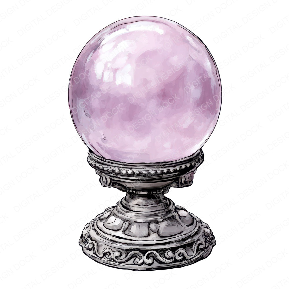 Watercolour Crystal Ball fussy cut sheet in US Letter format showing all 12 designs on one printable page