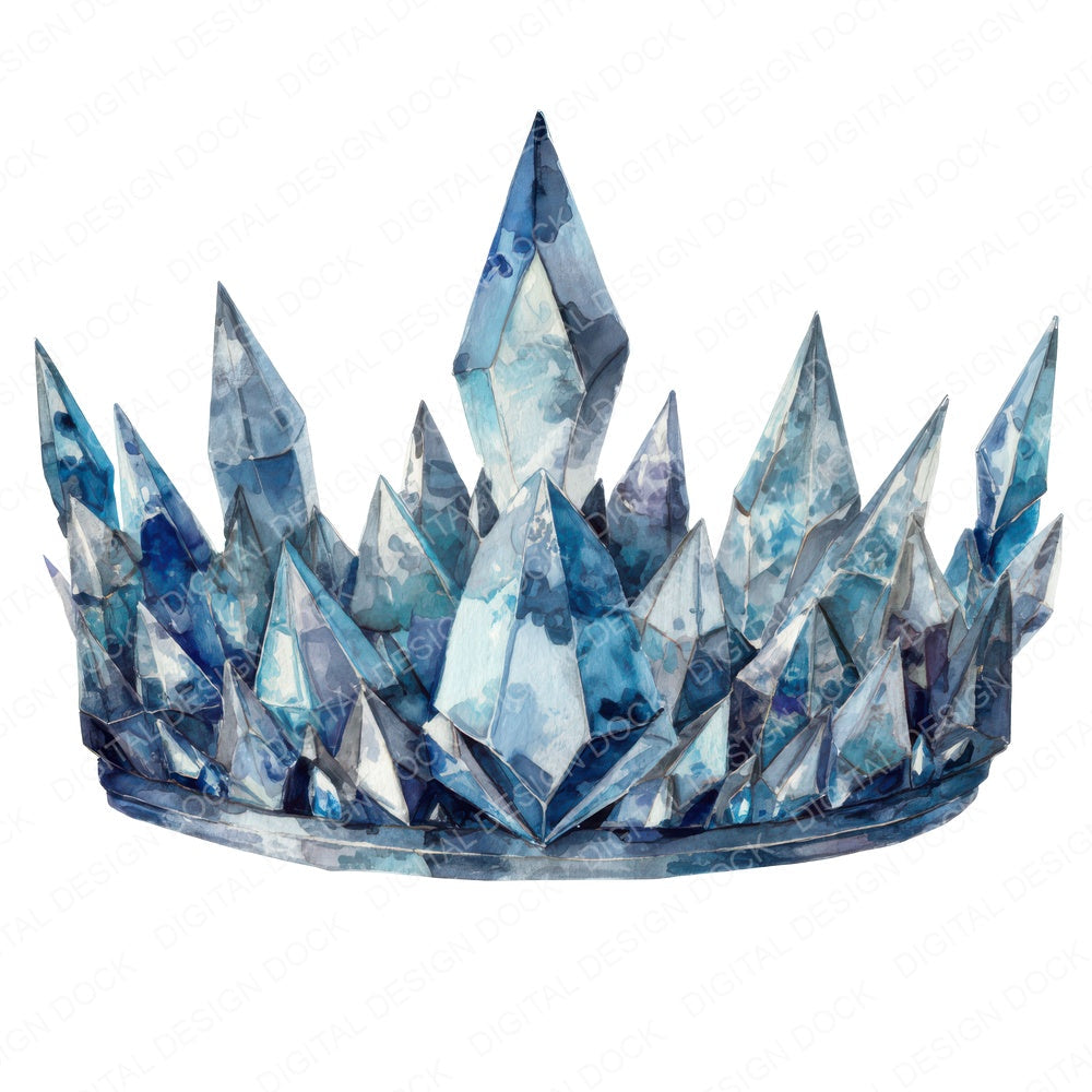 Watercolour Crystal Crown fussy cut sheet in A4 format showing all 12 designs on one printable page