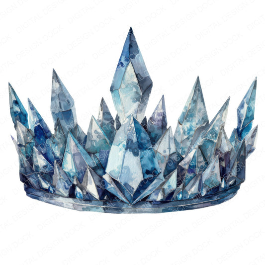 Watercolour Crystal Crown fussy cut sheet in A4 format showing all 12 designs on one printable page