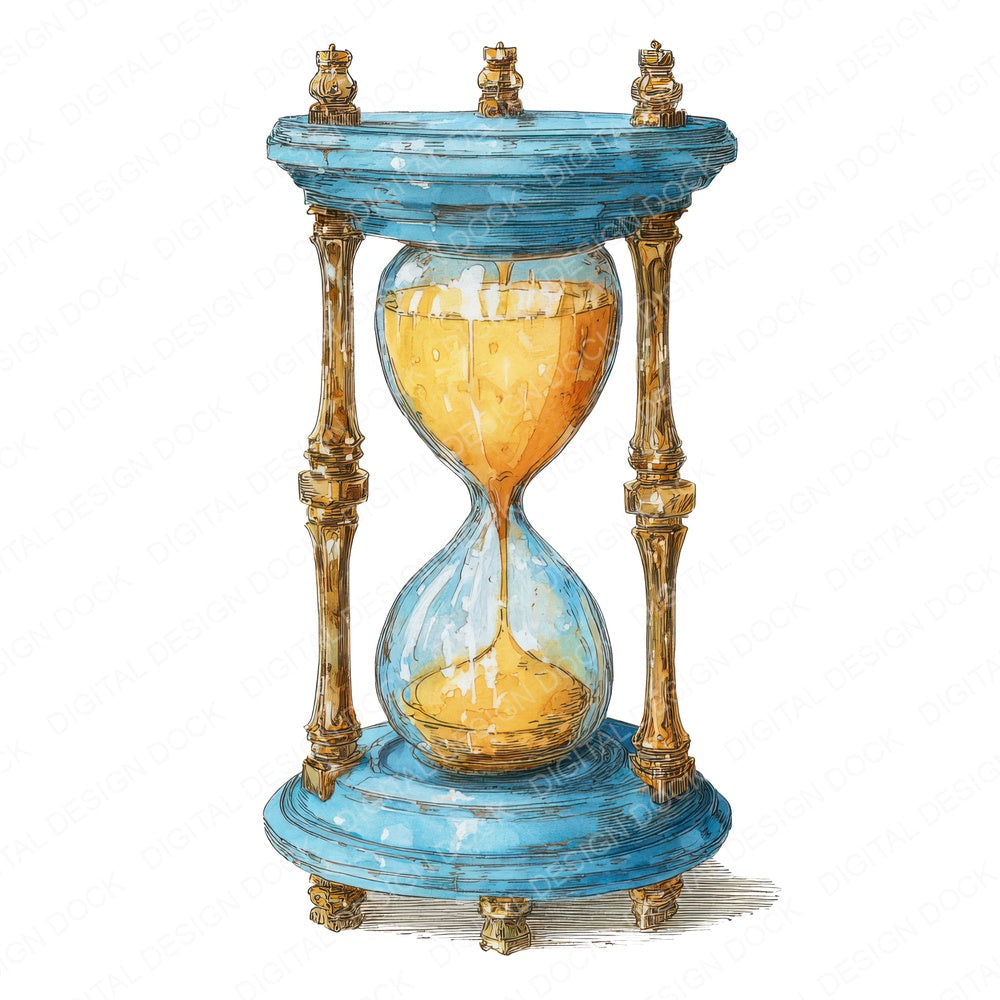 Watercolour Crystal Hourglass fussy cut sheet in A4 format showing all 12 designs on one printable page