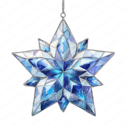 Watercolour Crystal Star fussy cut sheet in US Letter format showing all 12 designs on one printable page