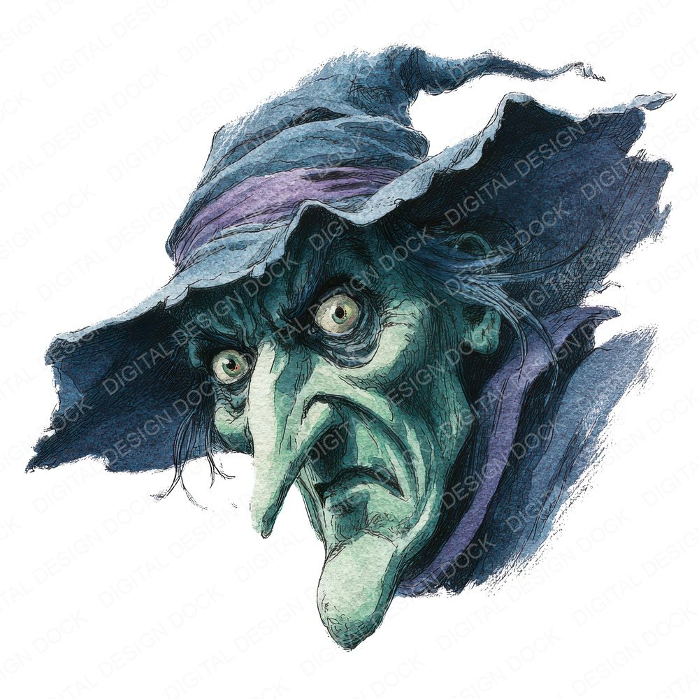 Watercolour Cursed Witch Fussy Cut Sheets (DDD011458)