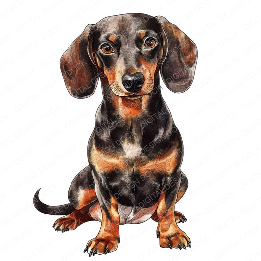 Watercolour Dachshund Dog Clipart Set (DDD007085)
