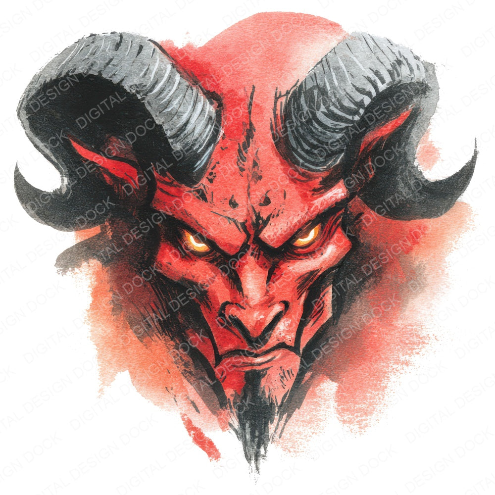 Watercolour Demon Horns fussy cut sheet in A4 format showing all 12 designs on one printable page