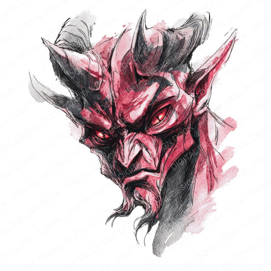 Watercolour Devil Horns fussy cut sheet in A4 format showing all 12 designs on one printable page