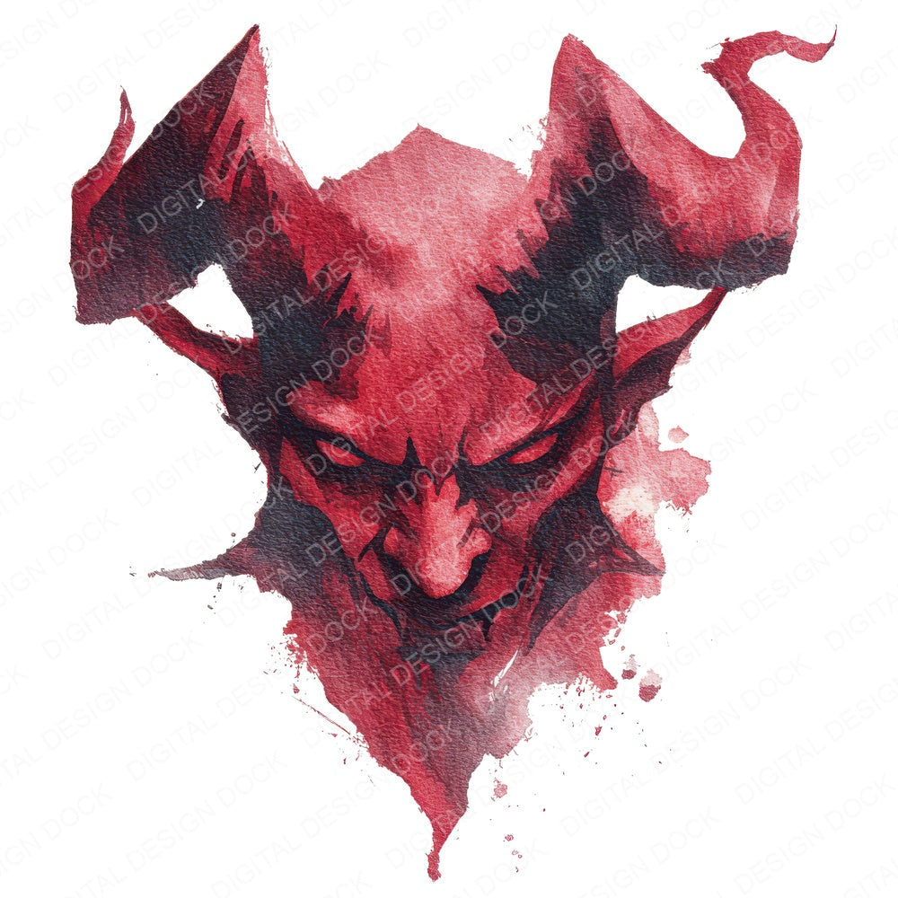 Watercolour Devil Horns fussy cut sheet in US Letter format showing all 12 designs on one printable page