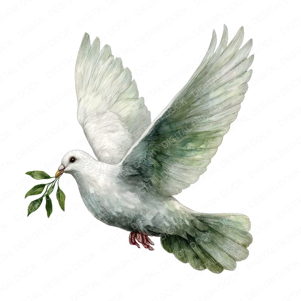 Watercolour Dove Olive Clipart Set (DDD007095)