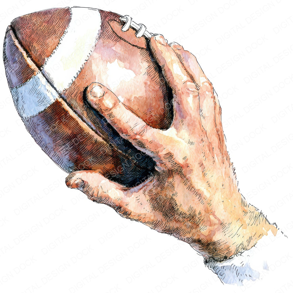 Watercolour Football Throw fussy cut sheet in A4 format showing all 12 designs on one printable page