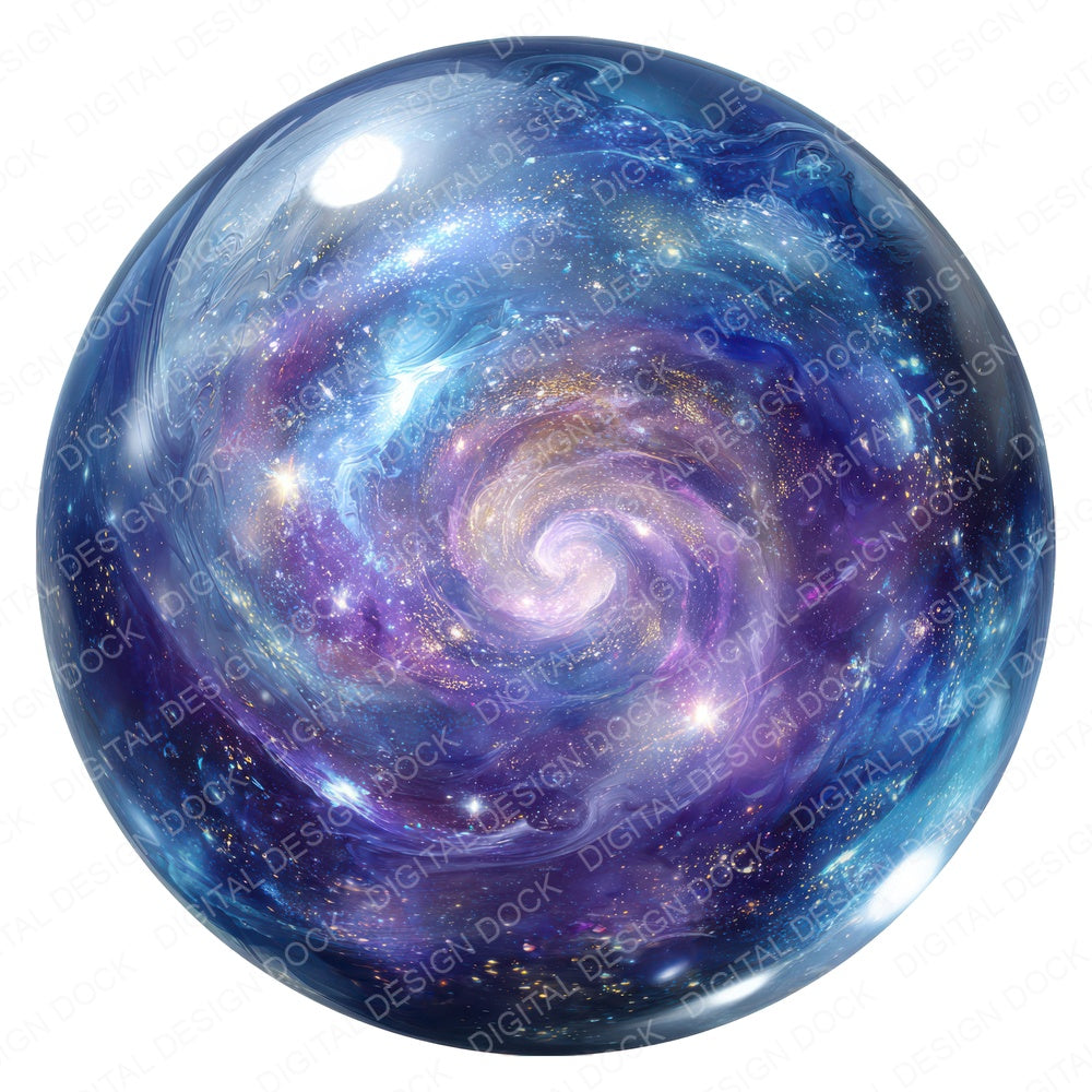 Watercolour Galaxy Orb fussy cut sheet in A4 format showing all 12 designs on one printable page
