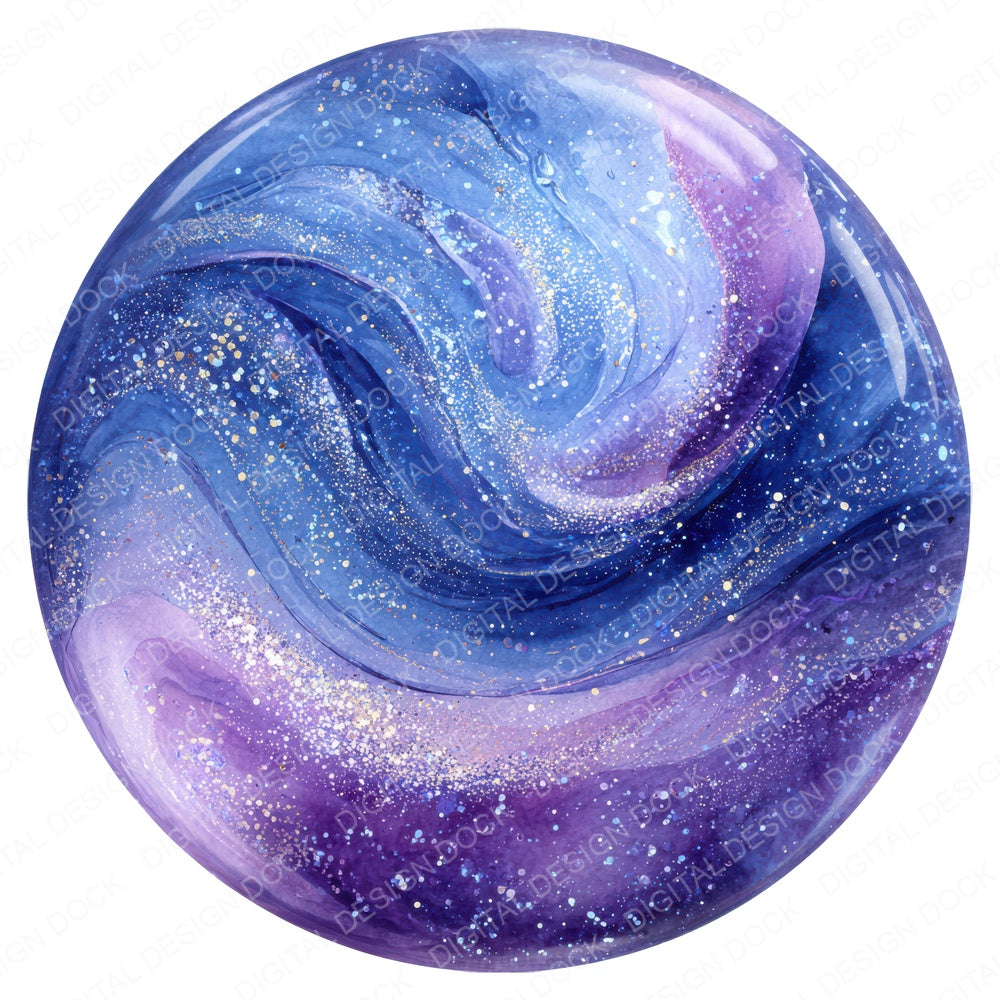 Watercolour Galaxy Orb fussy cut sheet in US Letter format showing all 12 designs on one printable page