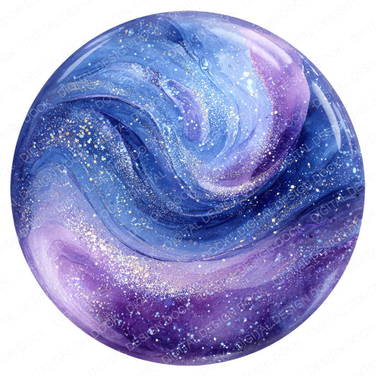 Watercolour Galaxy Orb fussy cut sheet in US Letter format showing all 12 designs on one printable page