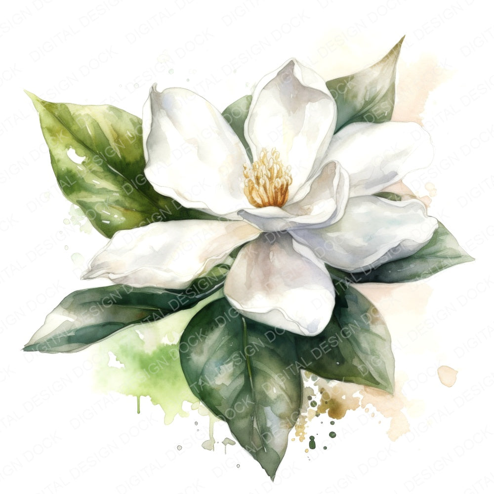 Watercolour Gardenia fussy cut sheet in A4 format showing all 12 designs on one printable page