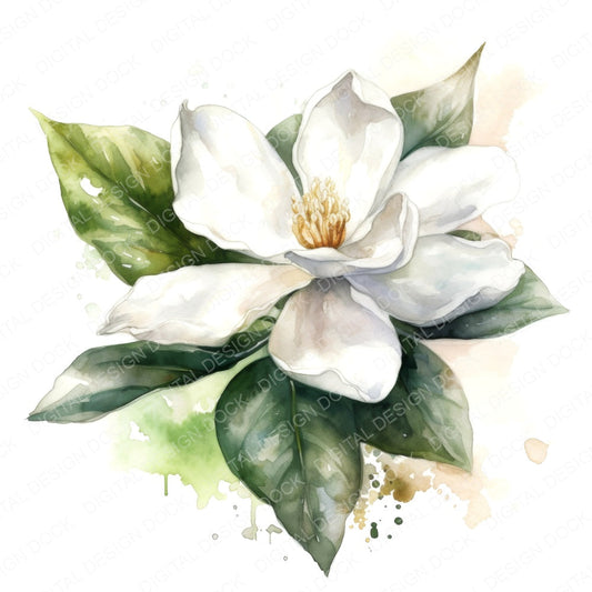 Watercolour Gardenia fussy cut sheet in A4 format showing all 12 designs on one printable page