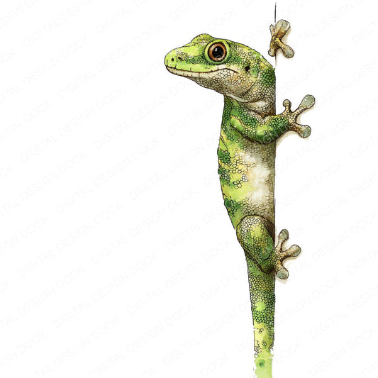 Watercolour Gecko fussy cut sheet in US Letter format showing all 12 designs on one printable page