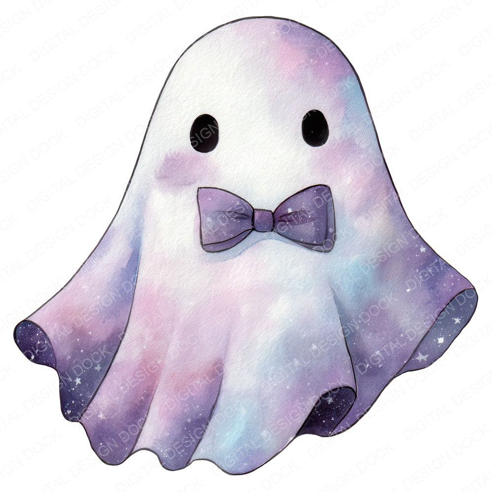 Watercolour Ghost Bow Tie fussy cut sheet in A4 format showing all 12 designs on one printable page