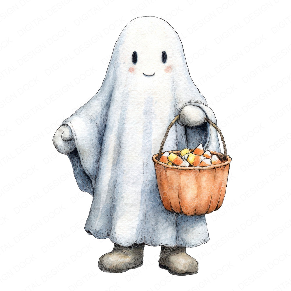Watercolour Ghost Candy fussy cut sheet in A4 format showing all 12 designs on one printable page
