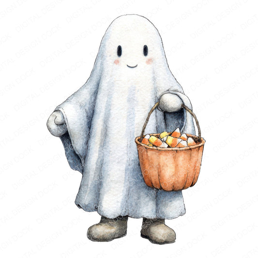 Watercolour Ghost Candy fussy cut sheet in A4 format showing all 12 designs on one printable page