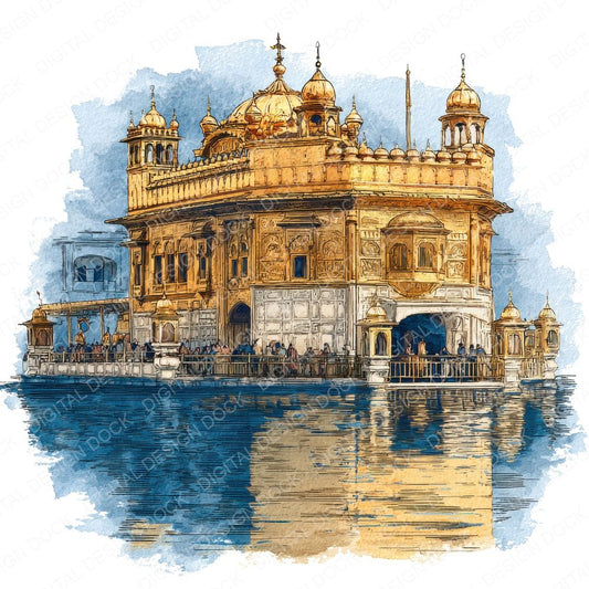 Watercolour Golden Temple Clipart Set (DDD007146)