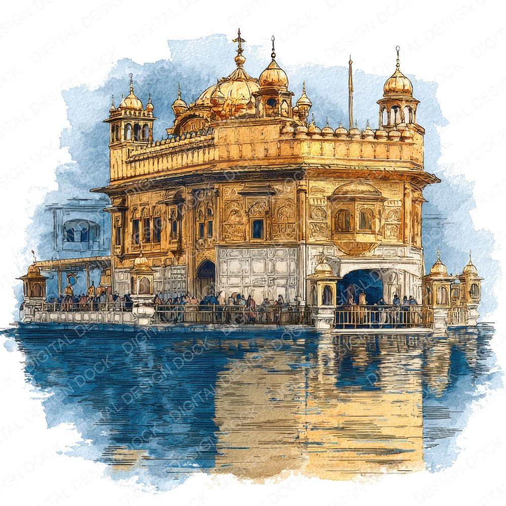 Watercolour Golden Temple Fussy Cut Sheets (DDD011521)