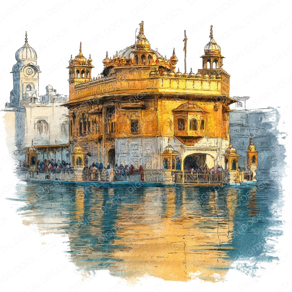 Watercolour Golden Temple Fussy Cut Sheets (DDD011521)