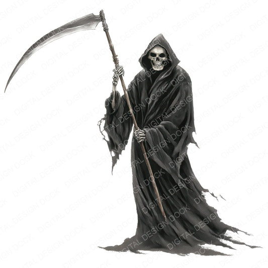 Watercolour Grim Reaper fussy cut sheet in A4 format showing all 12 designs on one printable page