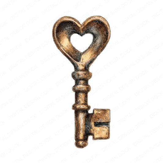Watercolour Heart Key fussy cut sheet in A4 format showing all 12 designs on one printable page
