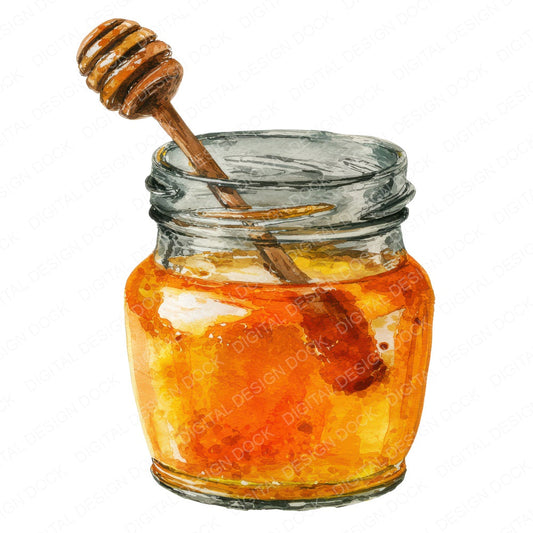 Watercolour Honey Jar fussy cut sheet in A4 format showing all 12 designs on one printable page
