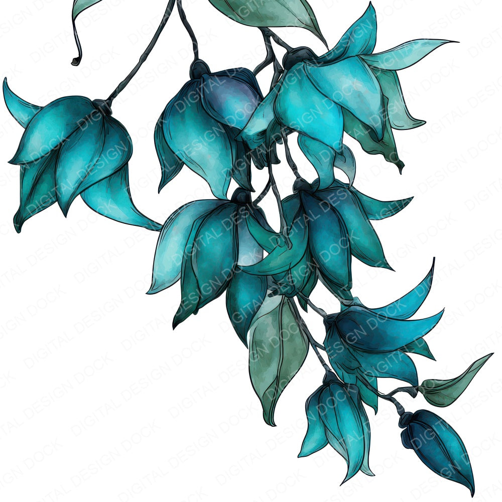 Watercolour Jade Vine fussy cut sheet in A4 format showing all 12 designs on one printable page