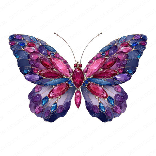 Watercolour Jewelled Butterfly fussy cut sheet in A4 format showing all 12 designs on one printable page