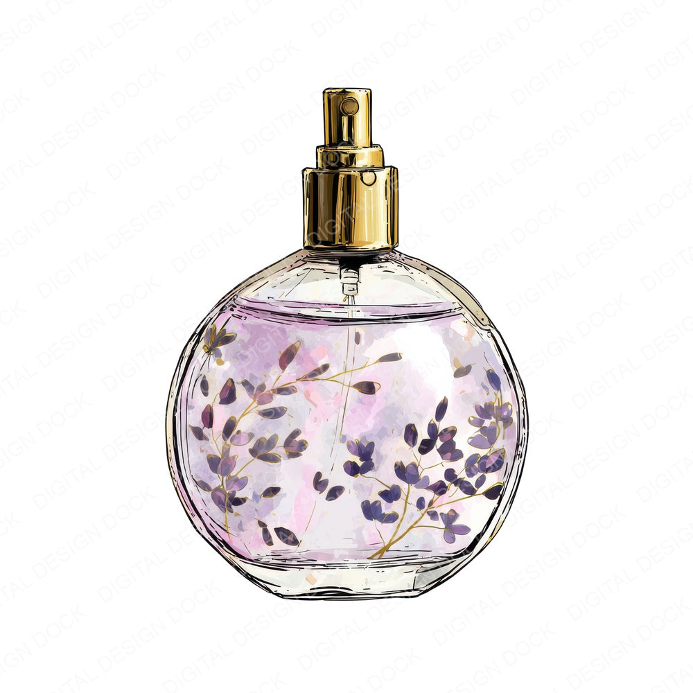 Watercolour Lavender Perfume fussy cut sheet in A4 format showing all 12 designs on one printable page