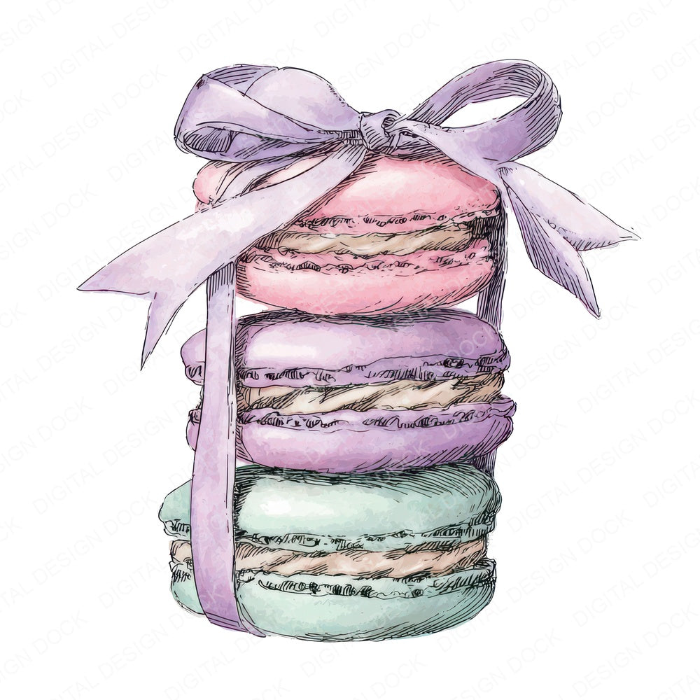 Watercolour Macaron Stack fussy cut sheet in A4 format showing all 12 designs on one printable page